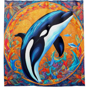 Rideaux De Douche Orca Whale Leaping Décoré Bloc de surface