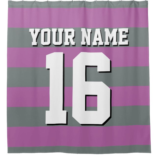 Rideaux De Douche Orchidée rayonnante Charcoal Sports Jersey Stripe (Devant)