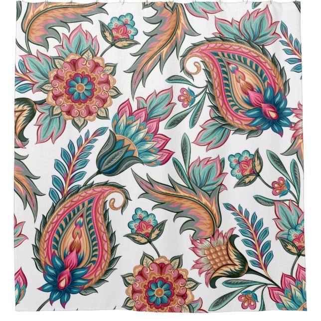 Rideaux De Douche Oriental Paisley : Vintage Floral sans joint (Devant)