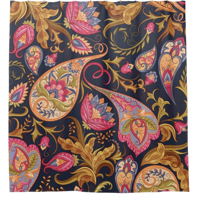 Rideaux De Douche Ornate Paisley : Élégant Motif sans joint. (Devant)