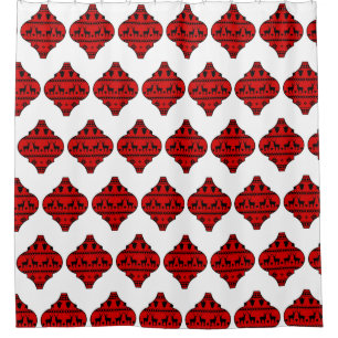 Rideaux De Douche Ornement Buffalo Plaid Reindeer