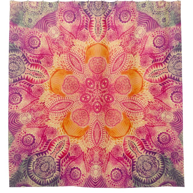 Rideaux De Douche Ornement de dentelle Mandala : Conception d'aquare (Devant)