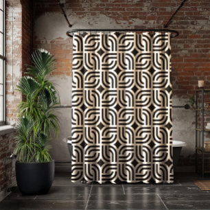 Rideaux De Douche Ornement noir et blanc motif antique
