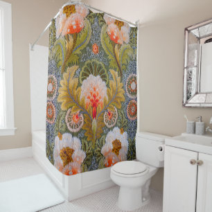 Rideaux De Douche Ornements floraux verts