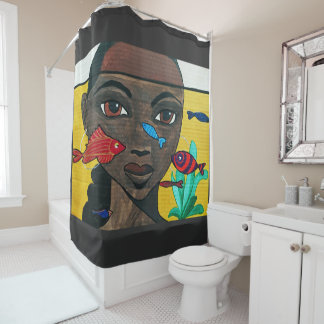 Rideaux De Douche Où les pensées nagent | Art de femme noire Afrocen