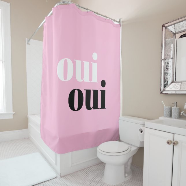 Rideaux De Douche Oui Oui Modern Pink Typographie simple (En situation)