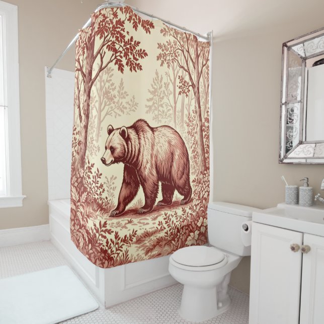 Rideaux De Douche Ours dans la toile de la forêt (En situation)