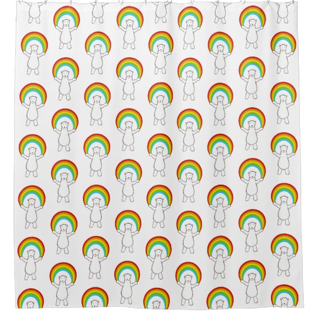 Rideaux De Douche Ours polaire et Motif arc-en-ciel (Devant)