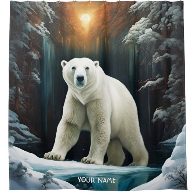 Rideaux De Douche Ours polaire majestueux, mignon, Imaginaire (Devant)
