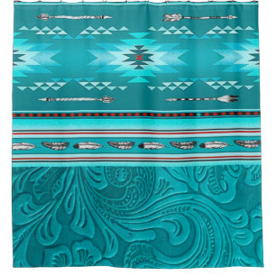 Rideaux De Douche Outil en cuir Turquoise Tribal Navajo
