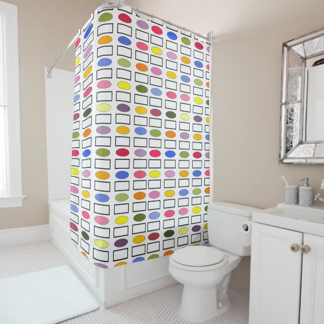 Rideaux De Douche Ovales et Rectangles - Petit Jardin Fleur (En situation)