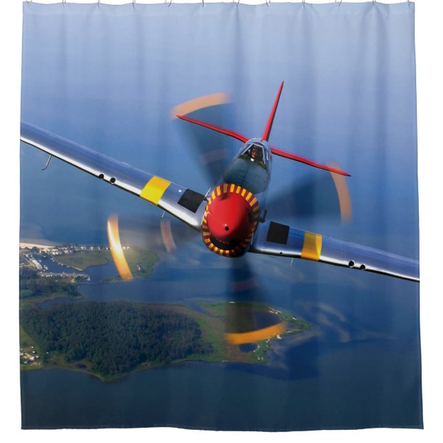Rideaux De Douche P-51 Mustang Fighter Avion (Devant)