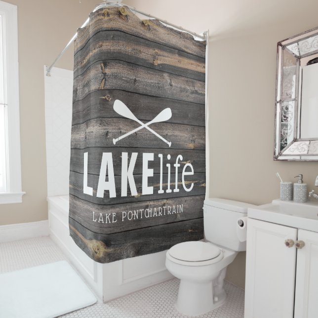 Rideaux De Douche Pagaies Rustic Lake Life personnalisées (En situation)