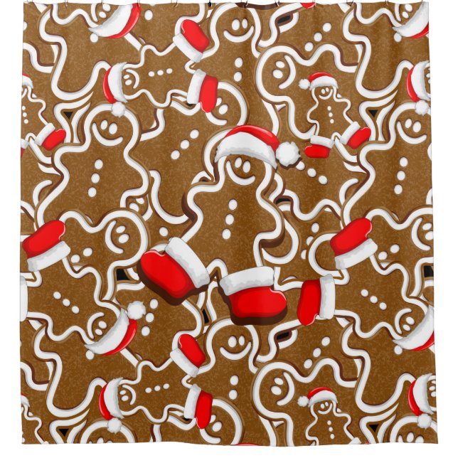 Rideaux De Douche Pain d'épices homme Noël Père Noël (Devant)