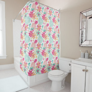 Rideaux De Douche Painé Floral Pastel Feminine Flower Motif