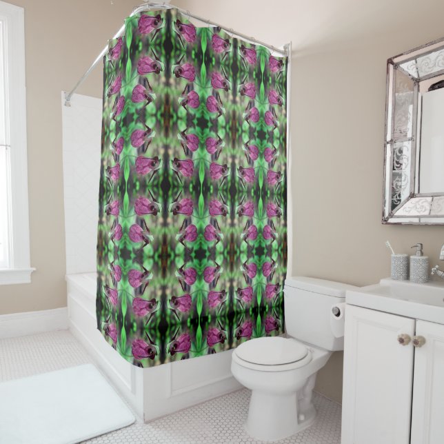 Rideaux De Douche Paire Abstraite Pink Lady Slipper Orchid (En situation)