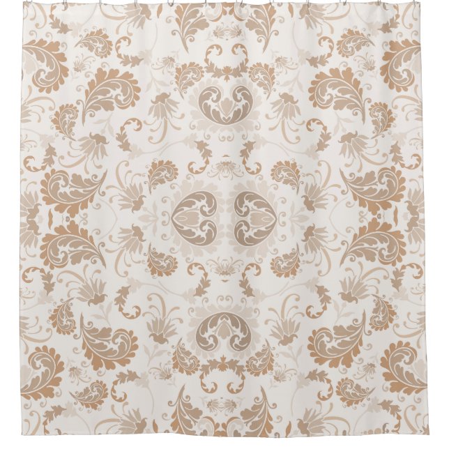 Rideaux De Douche Paisley en beige esthétique moderne Tan Brown (Devant)