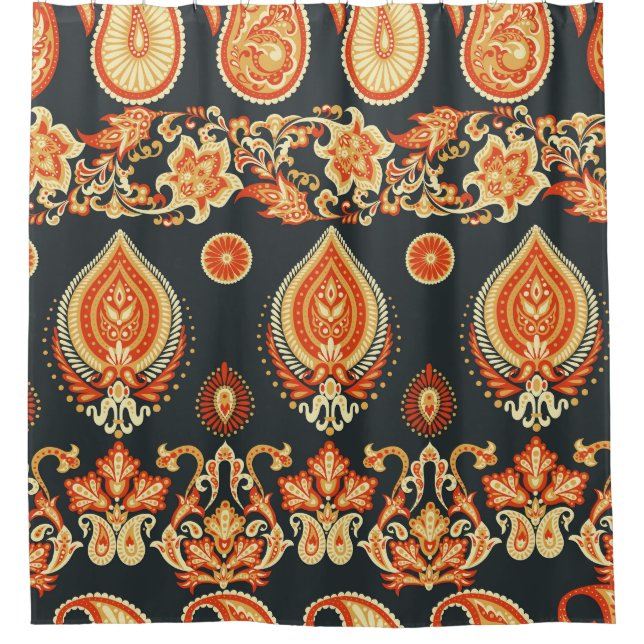 Rideaux De Douche Paisley Floral : Oriental Ethnic Seamless (Devant)