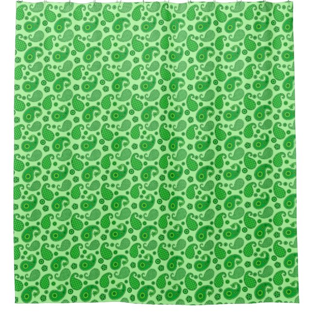 Rideaux De Douche Paisley Motif, Lime et Emerald Green (Devant)