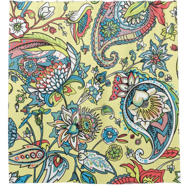 Rideaux De Douche Paisley Oriental Traditionnel Motif sans Seamless (Devant)