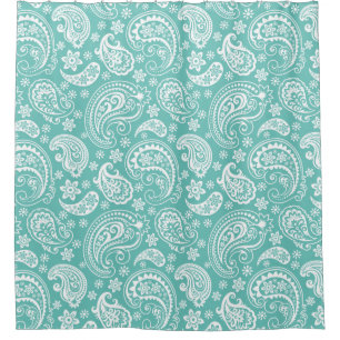Rideaux De Douche Paisley vintage blanc sur l'arrière - plan de