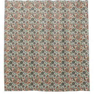 Rideaux De Douche Paisley vintage en crème Turquoise rouge