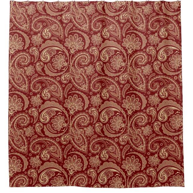 Rideaux De Douche Paisson Rouge Crimson Et Beige (Devant)