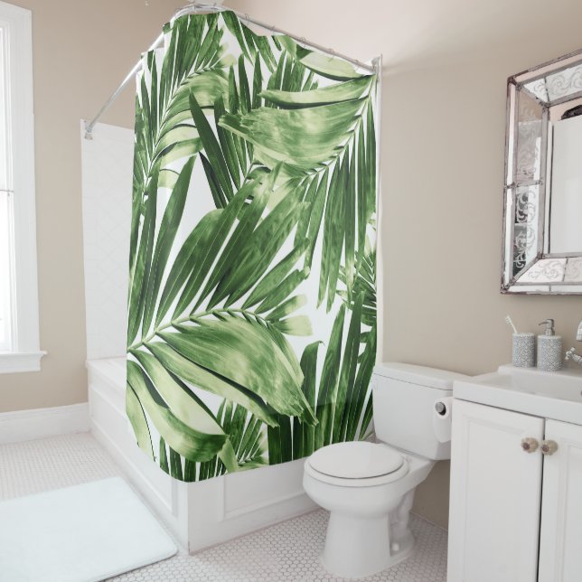 Rideaux De Douche Palm Amour Motif Feuille #2 #tropical #wall #décor (En situation)