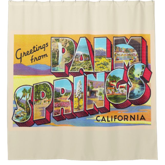 Rideaux De Douche Palm Springs California CA Grande Lettre carte pos (Devant)