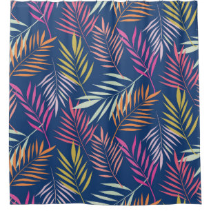 Rideaux De Douche Palme tropicale feuilles corail rose bleu