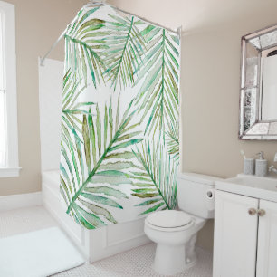 Rideaux De Douche Palmette tropicale d'aquarelle