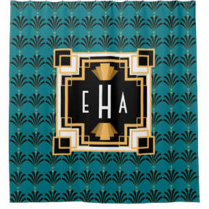 Rideaux De Douche Palmetto Art Déco vintage Motif Monogramme