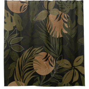 Rideaux De Douche Palmier de Lune Tropicale : Motif de nuit