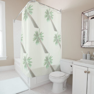 Rideaux De Douche Palmier Stylisé Pastel Green Tropical