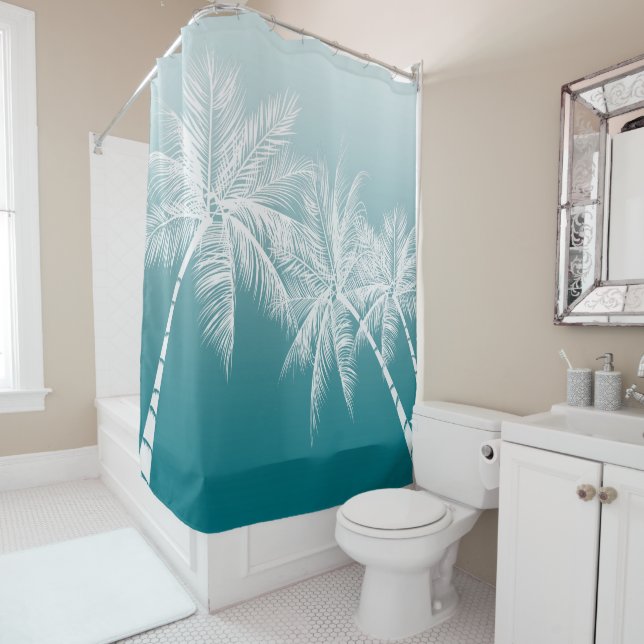 Rideaux De Douche Palmiers blancs VOUS CHOISISSEZ COULEUR INSTANT Om (En situation)