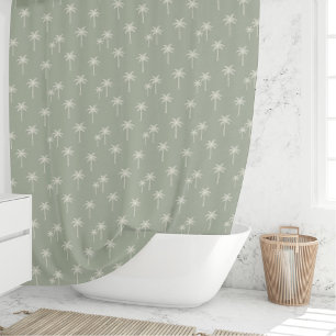 Rideaux De Douche Palmiers Boho Maison de Campagne Côtière Vert Saug