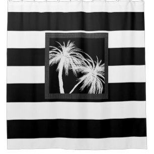 Rideaux De Douche Palmiers Tropicaux Noir & Blanc Moderne Chic