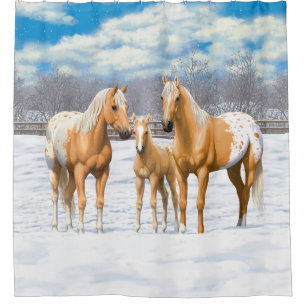 Rideaux De Douche Palomino Appaloosa Chevaux Dans Les Pâturages D'Hi