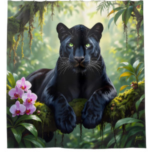 Rideaux De Douche Panthère noire dans la jungle