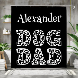 Rideaux De Douche Papa de chien noir et blanc personnalisé