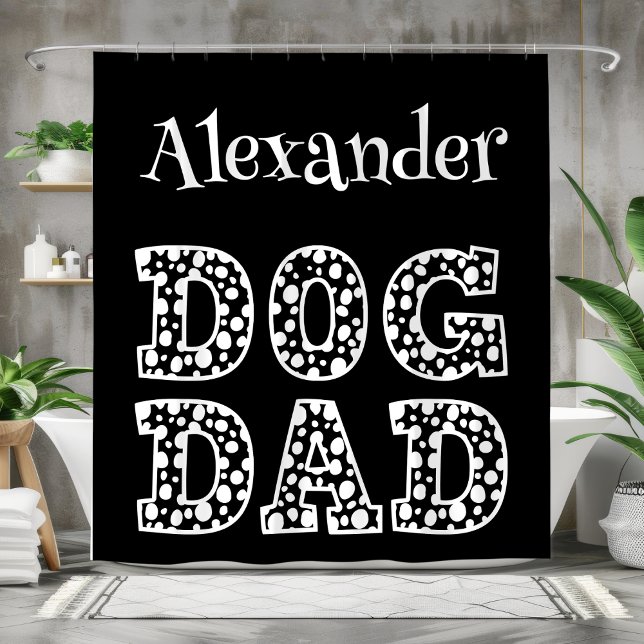 Rideaux De Douche Papa de chien noir et blanc personnalisé (Créateur téléchargé)