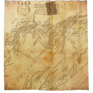 Rideaux De Douche Papier arrière - plan de carte vintage