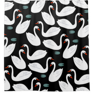 Rideaux De Douche Papier peint blanc Swans Lake
