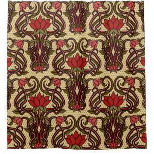 Rideaux De Douche Papier peint floral sans charme dans un style Art