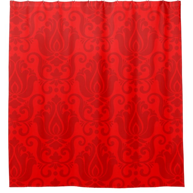 Rideaux De Douche papier peint rouge antique damas victorien orné (Devant)