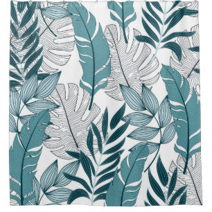 Rideaux De Douche Papier peint Vintage Plante tropical.