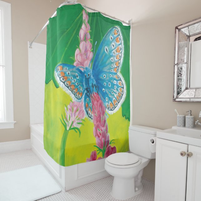 Rideaux De Douche Papillon bleu de Chapmans (thersites en polyommatu (En situation)