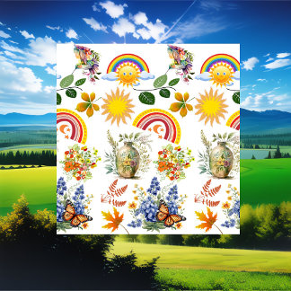 Rideaux De Douche Papillon du jardin de printemps Arc en ciel Vert s