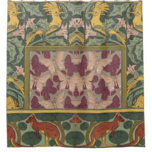 Rideaux De Douche Papillon Huppe Art Nouveau de couleur Vert Sauge