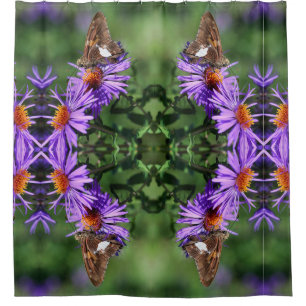 Rideaux De Douche Papillon Lady Peint Sur Aster Flower Abstrait